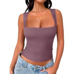 New Reoria Purple Square Neck Double Lined Top XL